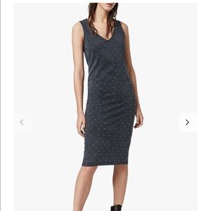 AllSaints Leigh Studded Dress- Acid Washed Black- Size 10- Barely Worn